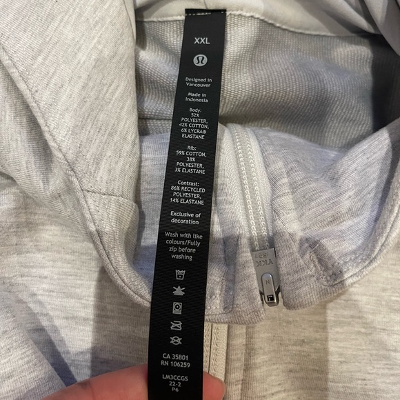 Lululemon Men’s City Sweat Full Zip Hoodie Size XXL - Picture 4 of 4
